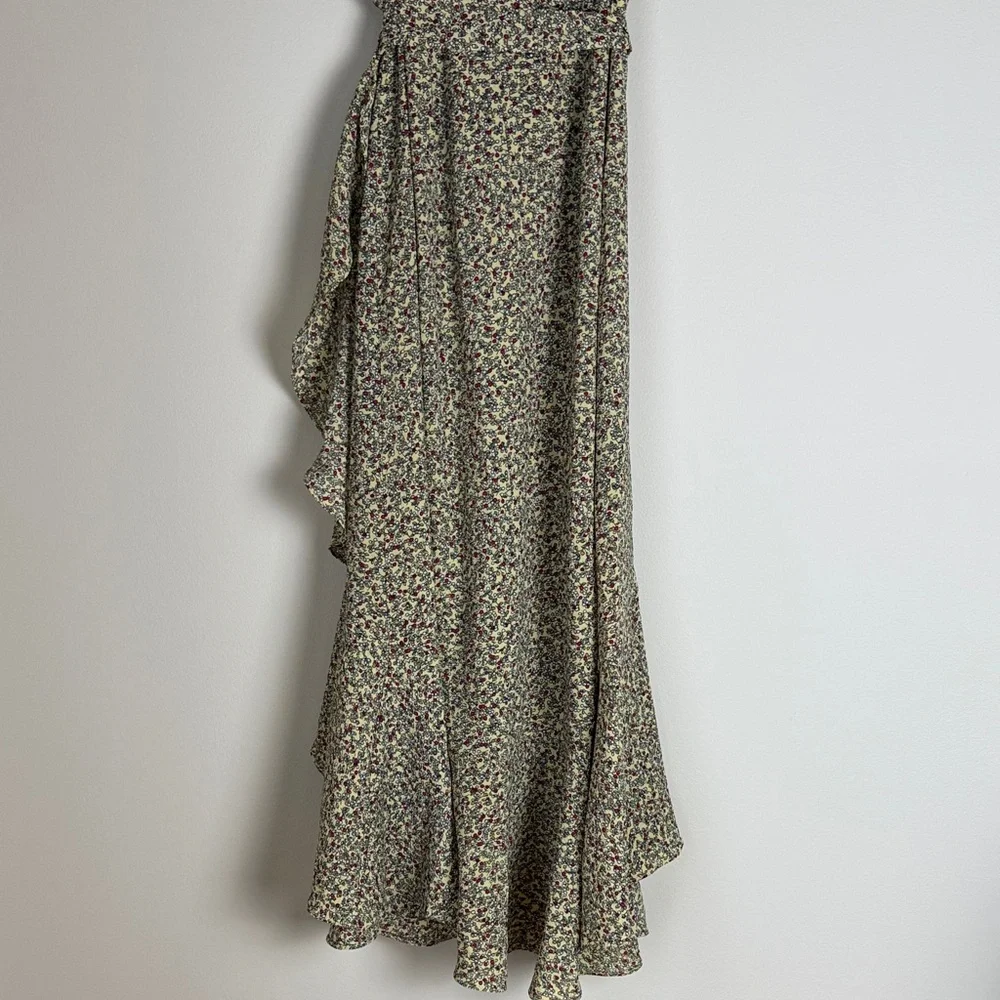 Max Studio Women's Yellow Red Floral High-Low Wrap Dress Size M - Picture 7 of 12